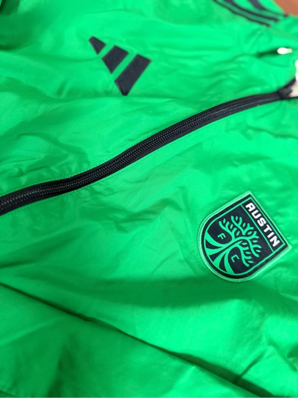 Brand New-Adidas White Austin FC 2025 Anthem Reversible Full-Zip Jacket